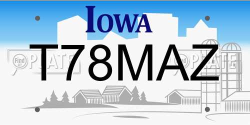 T78MAZ Iowa License Plate