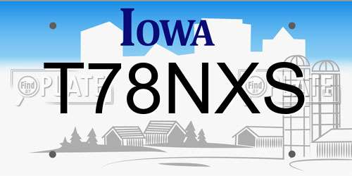 T78NXS Iowa License Plate