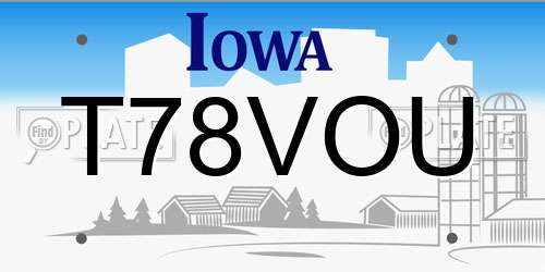 T78VOU Iowa License Plate