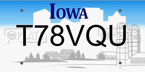 T78VQU Iowa License Plate