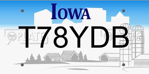 T78YDB Iowa License Plate