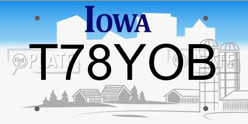 T78YOB Iowa License Plate