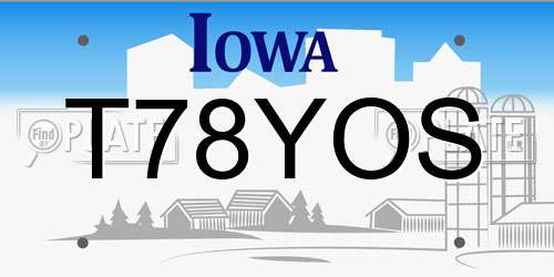 T78YOS Iowa License Plate