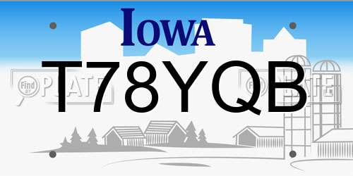 T78YQB Iowa License Plate