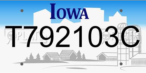 T792103C Iowa License Plate