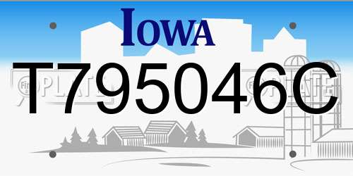 T795046C Iowa License Plate