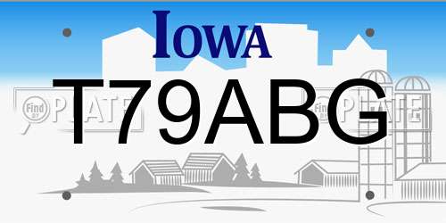 T79ABG Iowa License Plate