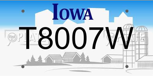 T8007W Iowa License Plate