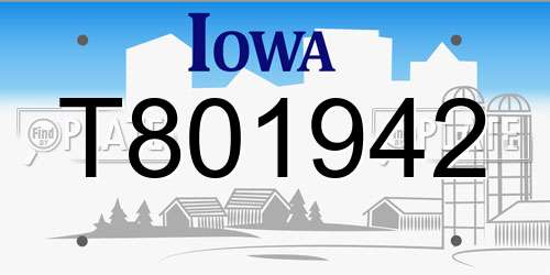 T801942 Iowa License Plate