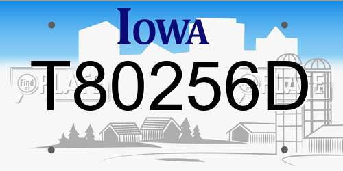 T80256D Iowa License Plate