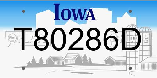 T80286D Iowa License Plate