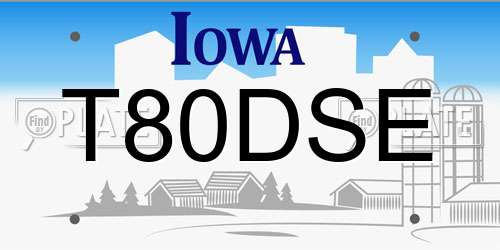 T80DSE Iowa License Plate