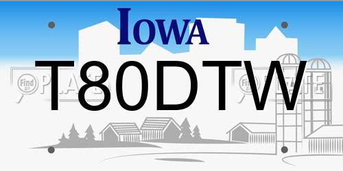 T80DTW Iowa License Plate