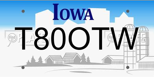 T80OTW Iowa License Plate