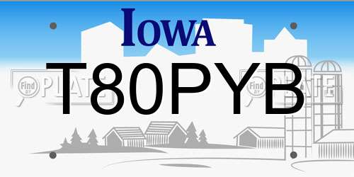T80PYB Iowa License Plate