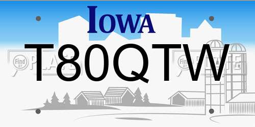 T80QTW Iowa License Plate