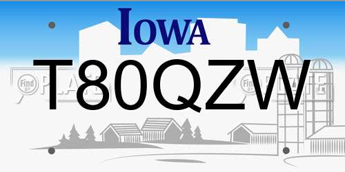 T80QZW Iowa License Plate