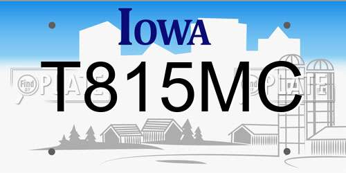 T815MC Iowa License Plate