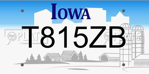 T815ZB Iowa License Plate