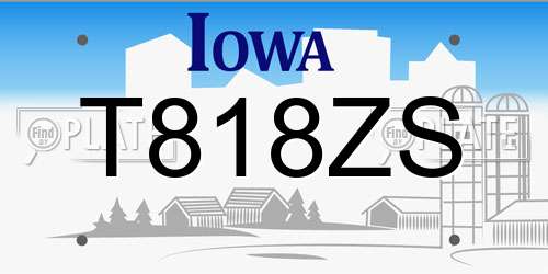 T818ZS Iowa License Plate