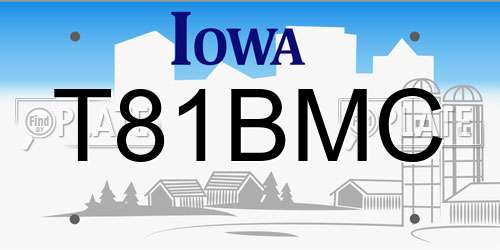 T81BMC Iowa License Plate
