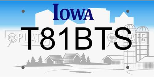T81BTS Iowa License Plate