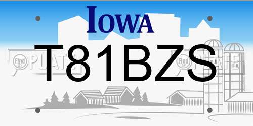 T81BZS Iowa License Plate