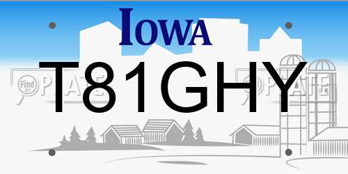 T81GHY Iowa License Plate