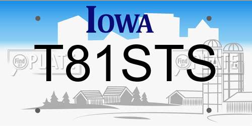 T81STS Iowa License Plate