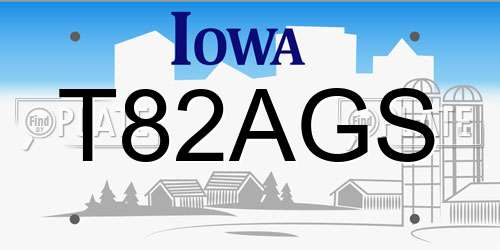 T82AGS Iowa License Plate