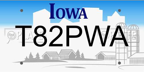 T82PWA Iowa License Plate