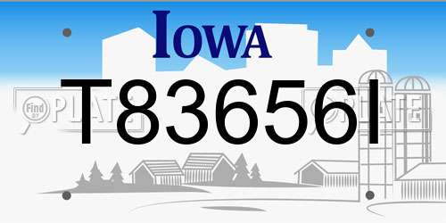 T83656I Iowa License Plate