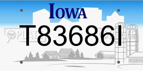 T83686I Iowa License Plate