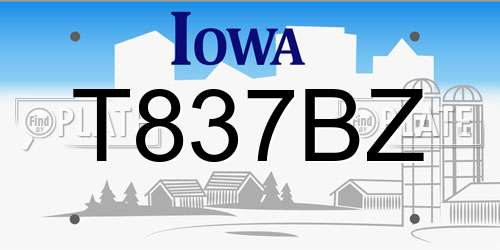 T837BZ Iowa License Plate