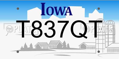 T837QT Iowa License Plate