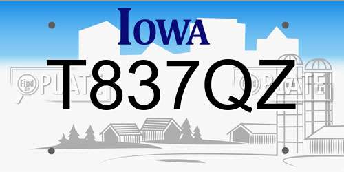 T837QZ Iowa License Plate