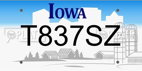 T837SZ Iowa License Plate