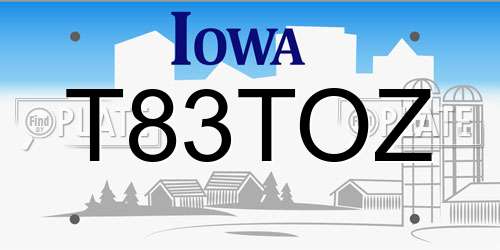 T83TOZ Iowa License Plate