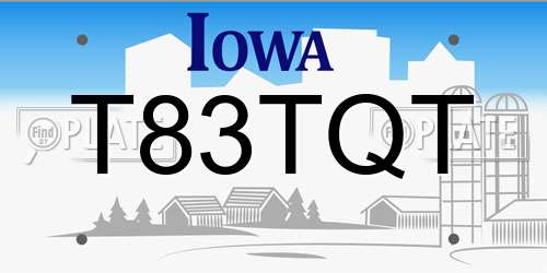 T83TQT Iowa License Plate
