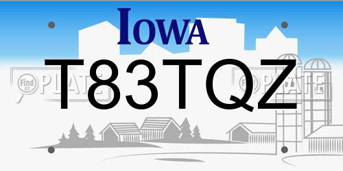 T83TQZ Iowa License Plate