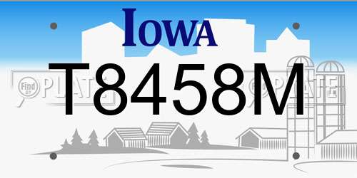 T8458M Iowa License Plate