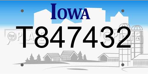T847432 Iowa License Plate