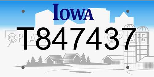 T847437 Iowa License Plate