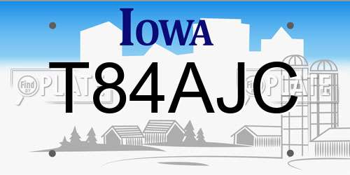 T84AJC Iowa License Plate