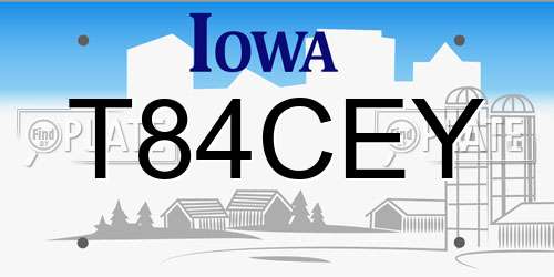 T84CEY Iowa License Plate