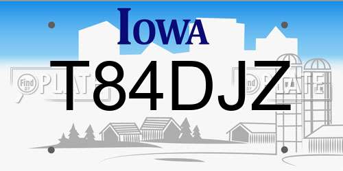 T84DJZ Iowa License Plate