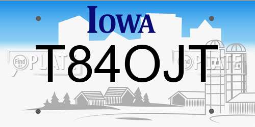 T84OJT Iowa License Plate