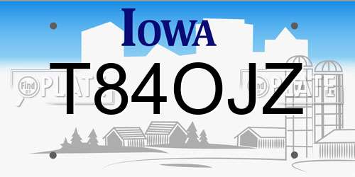 T84OJZ Iowa License Plate
