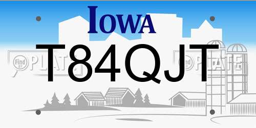 T84QJT Iowa License Plate