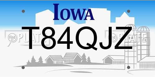 T84QJZ Iowa License Plate